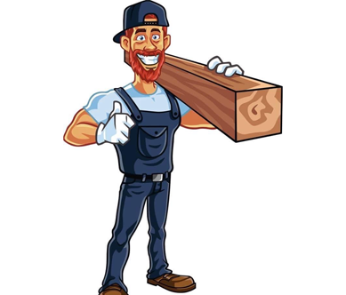 Cartoon Man Holding A Lumber